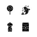 Asian traditions black glyph icons set on white space Royalty Free Stock Photo