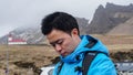 Asian traveler man advanture Iceland, dream trip