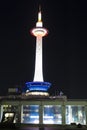 Asian Traveling. Night Shot of Kyoto Television City Tower in Japan