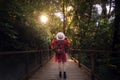 Asian traveller woman walking in Ang ka nature trail Royalty Free Stock Photo