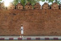 Asian traveller woman walking on the street of Chiang mai Royalty Free Stock Photo