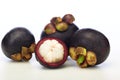 Asian tropical mangosteen fruit on white background Royalty Free Stock Photo