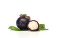 Asian tropical mangosteen fruit on white background Royalty Free Stock Photo