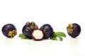 Asian tropical mangosteen fruit on white background Royalty Free Stock Photo