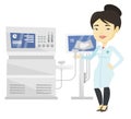 Asian ultrasound doctor vector illustration.