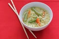 Asian vegetable noodle soup bowl Royalty Free Stock Photo