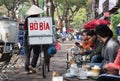 Asian vendor selling street finger food