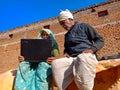 Asian village couple learning about laptop technology at rural area in india January 2020 Royalty Free Stock Photo