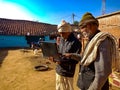 Asian village old people learning about laptop technology at rural area in india January 2020 Royalty Free Stock Photo