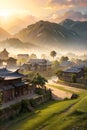 Asian village view Royalty Free Stock Photo