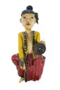 Asian vintage wood carving doll playing gong