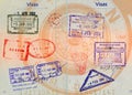 Asian visas on compass backgro