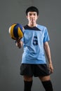 Asian volleyball athlete in action Royalty Free Stock Photo