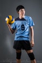 Asian volleyball athlete in action Royalty Free Stock Photo