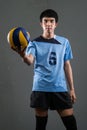 Asian volleyball athlete in action Royalty Free Stock Photo