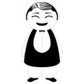 Asian waiter cartoon character