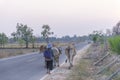 Asian way of life of Thai farmers and their pets Royalty Free Stock Photo