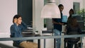 Asian web developer programming firewall server on terminal window Royalty Free Stock Photo