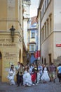 Asian wedding brides and grooms in the old town of Prague