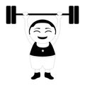 Asian weightlifter cartoon character