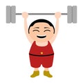 Asian weightlifter cartoon character