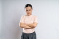 Asian woman angry standing on isolated background