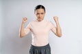 Asian woman angry standing on isolated background