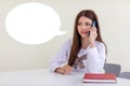 Asian woman with blank speech bubble Royalty Free Stock Photo