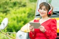 Asian woman browsing tablet Royalty Free Stock Photo