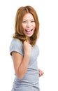 Asian woman cheer up Royalty Free Stock Photo