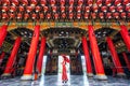 Asian woman in chinese dress traditional at Sanfeng Temple in Kaohsiung, Taiwan. Royalty Free Stock Photo