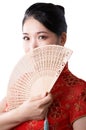 Asian woman in chinese red Royalty Free Stock Photo