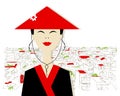 Asian woman on city background for your design Royalty Free Stock Photo