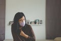 Asian woman coughing and chest pain,Concept of health,Seasonal infections