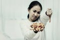 Asian woman on dieting for good health concept Royalty Free Stock Photo