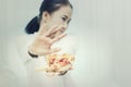 Asian woman on dieting for good health concept Royalty Free Stock Photo