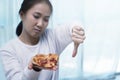 Asian woman on dieting for good health concept Royalty Free Stock Photo