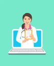 Asian woman doctor online consultation concept