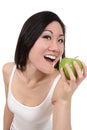 Asian Woman Eating Apple Royalty Free Stock Photo