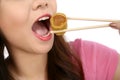 Asian Woman Eating Japanese Food Royalty Free Stock Photo