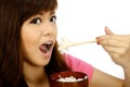 Asian Woman Eating Japanese Food Royalty Free Stock Photo