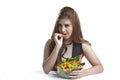 Asian woman eating salad for Healthy Royalty Free Stock Photo