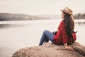 Asian woman enjoying in nature Royalty Free Stock Photo