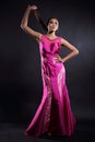 Asian woman in evening long ball dress Royalty Free Stock Photo