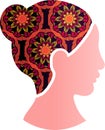 Asian Woman Face Silhouette Profile Icon Isolated