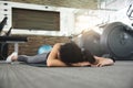 Asian woman fainting while workout