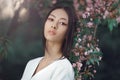 Asian woman fashion close-up portrait outdoors Royalty Free Stock Photo
