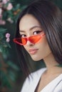 Asian woman fashion close-up portrait outdoors Royalty Free Stock Photo