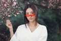 Asian woman fashion close-up portrait outdoors Royalty Free Stock Photo