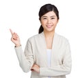 Asian woman finger point up Royalty Free Stock Photo